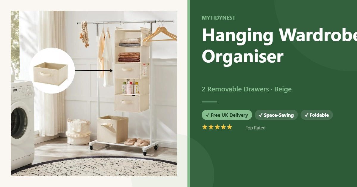 Hanging Wardrobe Organiser – MyTidyNest marketing image