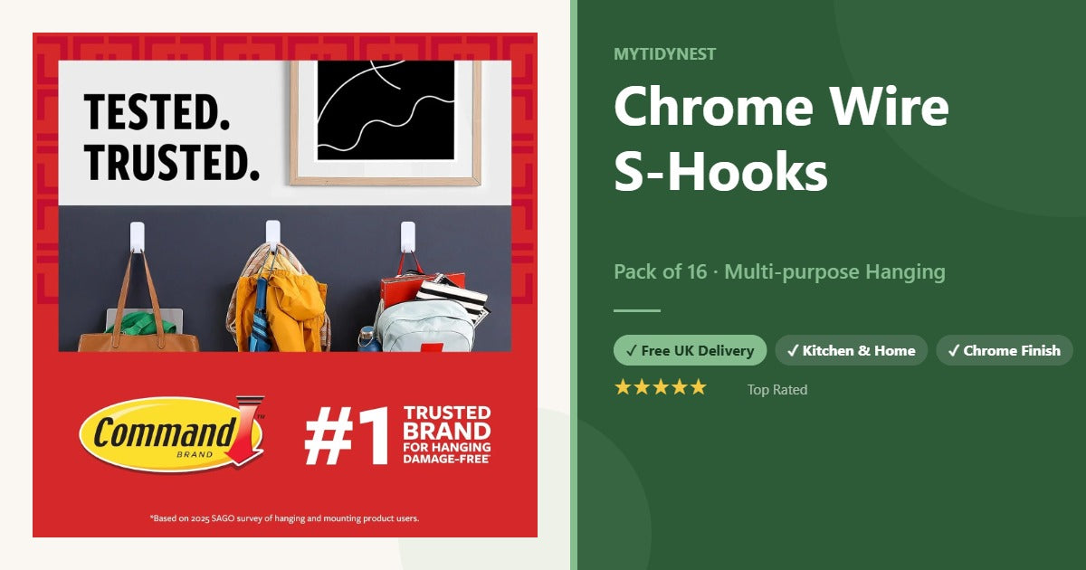 Chrome Wire S-Hooks – MyTidyNest marketing image